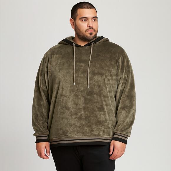 INC International Concepts XL Plush Hooded Sweatshirt Pullover Hoodie Taupe NWOT - Picture 1 of 7